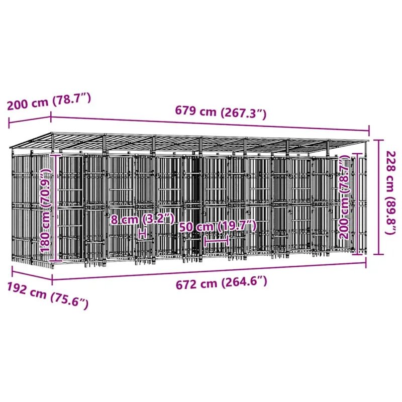 Lauko voljeras šunims su stogu, plienas, 12,9m²