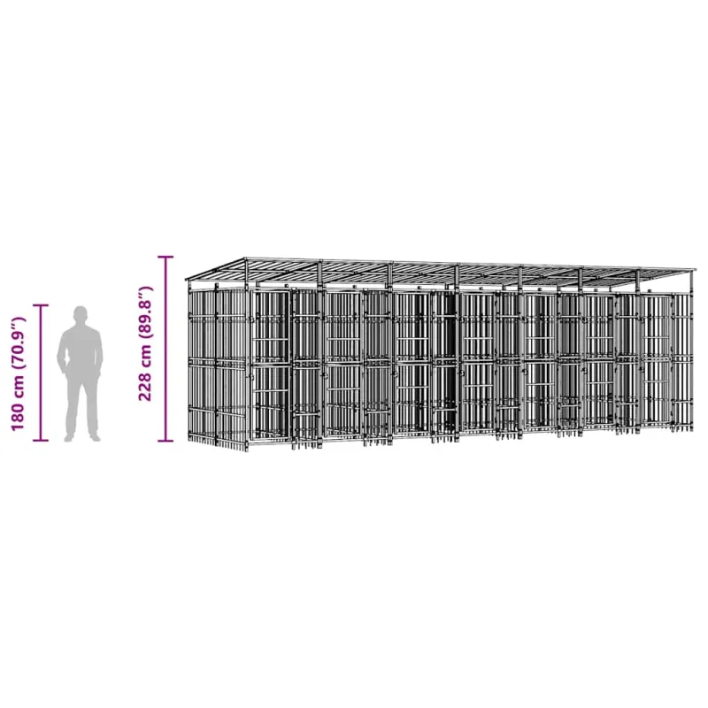 Lauko voljeras šunims su stogu, plienas, 12,9m²