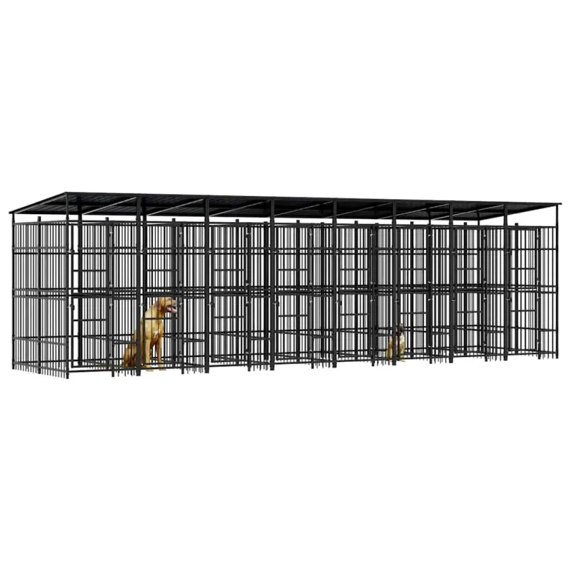 Lauko voljeras šunims su stogu, plienas, 14,75m²
