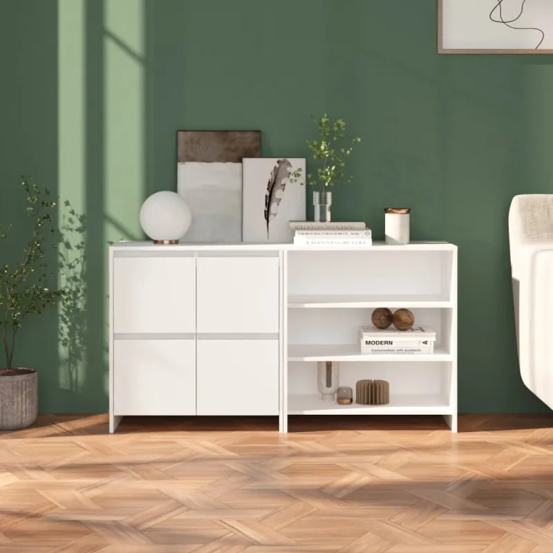 Šoninė spintelė, 2 dalių, baltos spalvos, apdirbta mediena