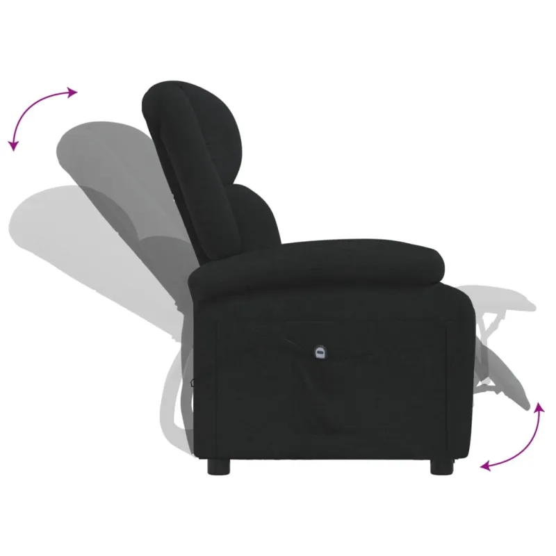 Elektrinis atlošiamas krėslas, juodos spalvos, audinys