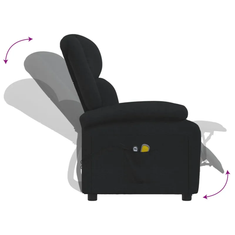 Elektrinis masažinis krėslas, juodos spalvos, audinys