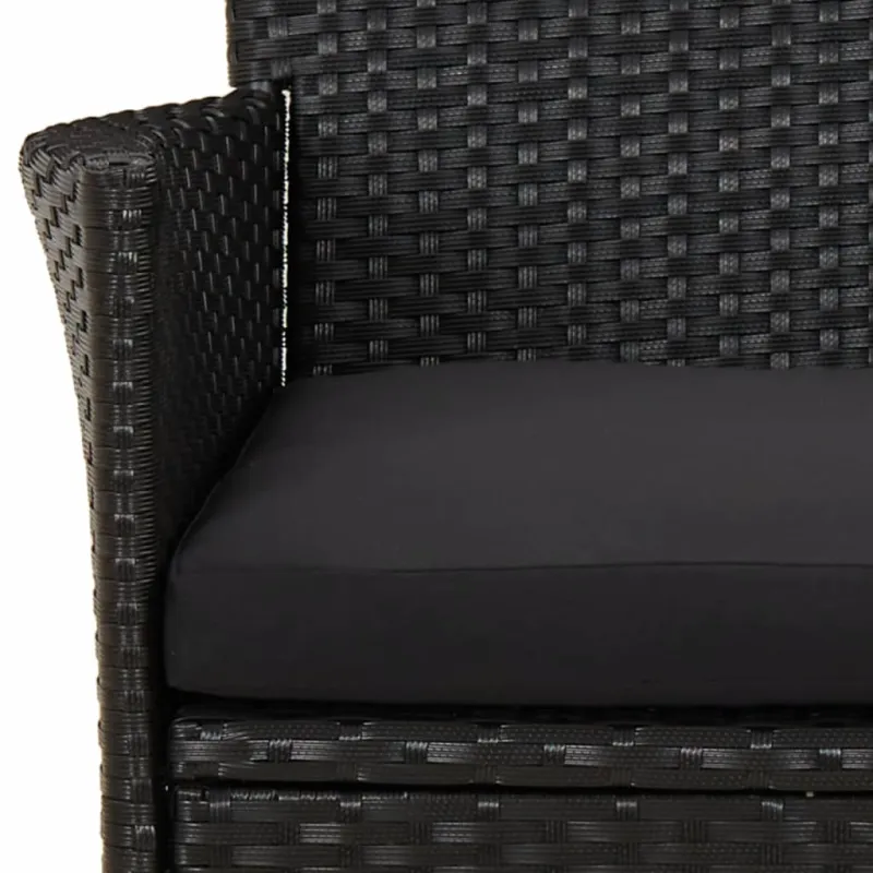 Sodo Bistro -setti pehmusteilla, 5-os osat, musta, rattan