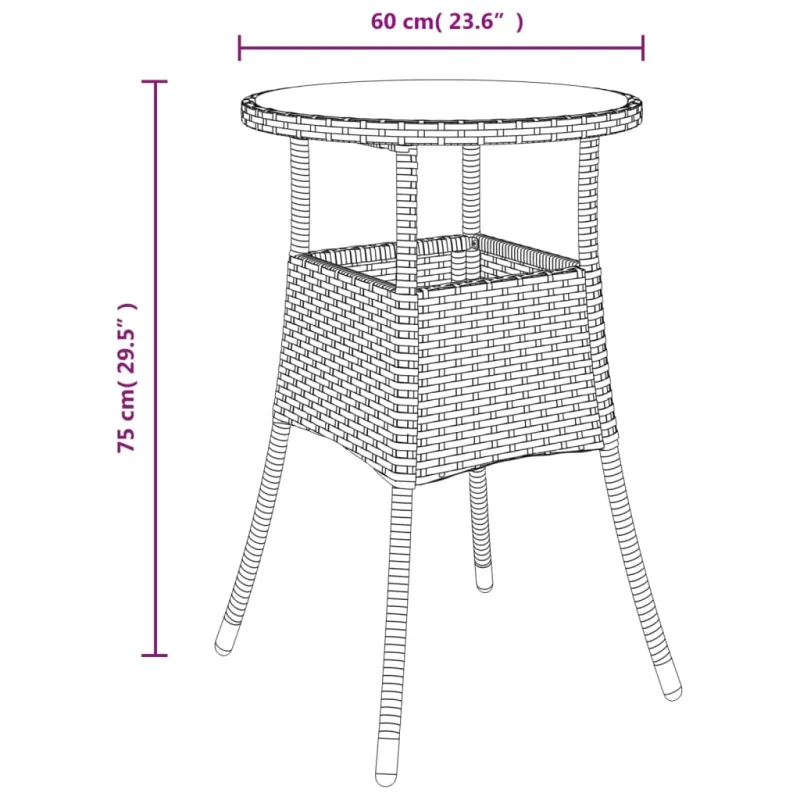 Sodo Bistro -setti pehmusteilla, 5-os osat, musta, rattan