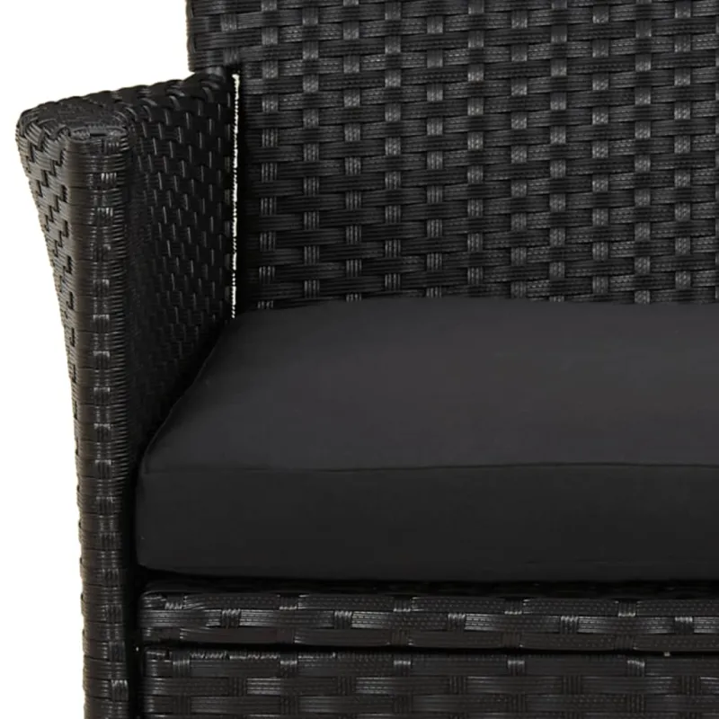 Sodo Bistro -setti pehmusteilla, 5-os osat, musta, rattan