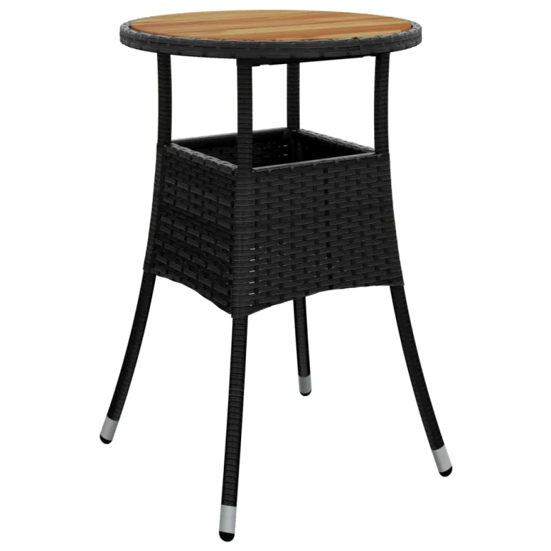 Bistro-Setti tyynyillä, 3-osainen, musta, polyratasta