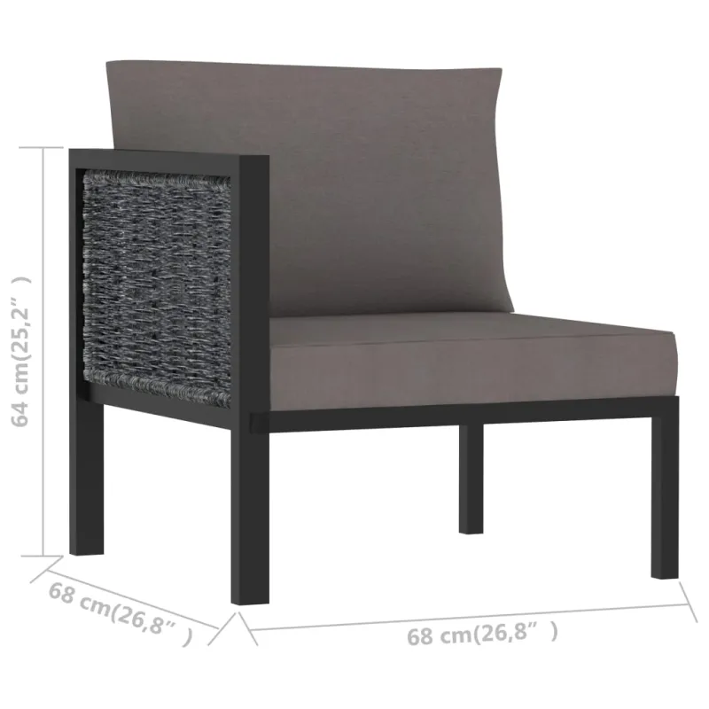 Modulinė kampinė sofa su porankiu dešinėje, pilka, poliratanas