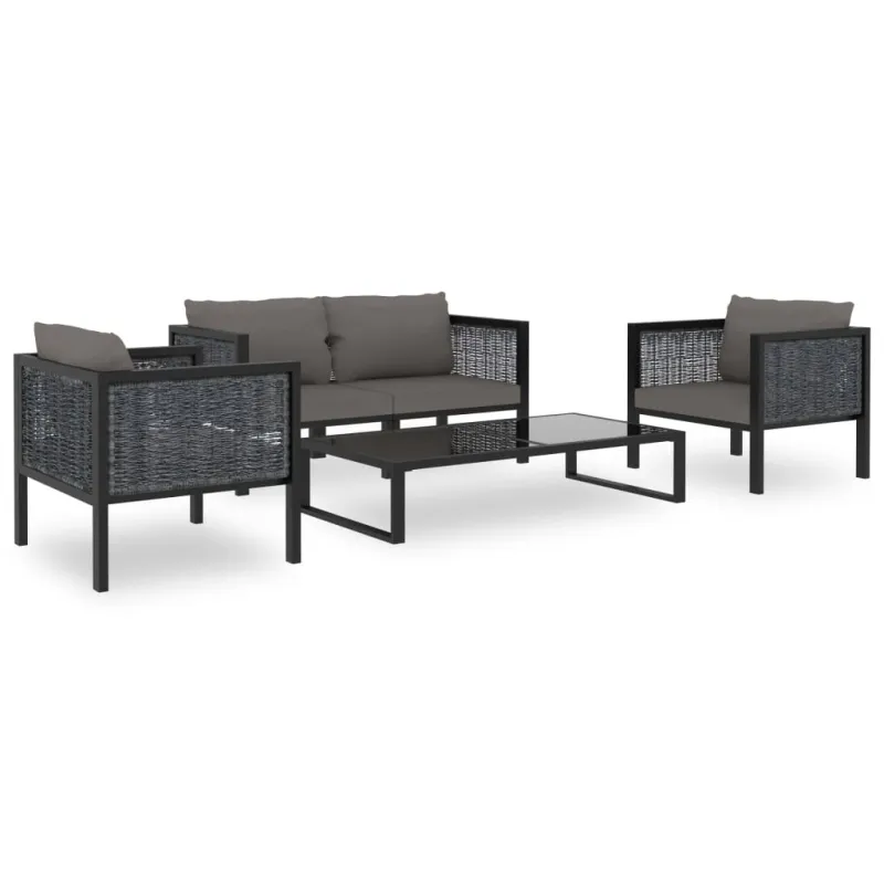 Modulinė kampinė sofa su porankiu dešinėje, pilka, poliratanas