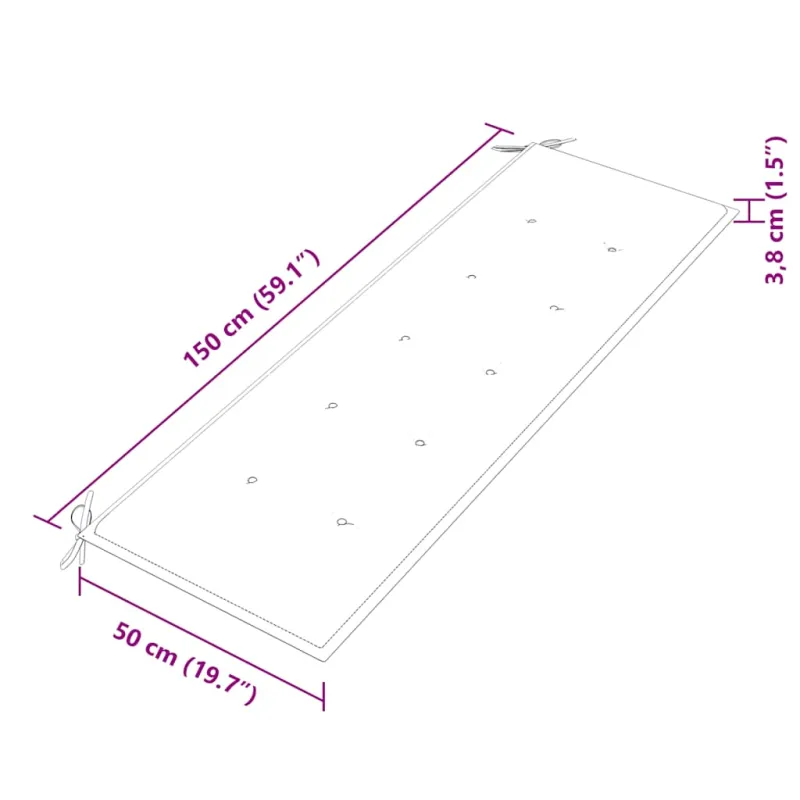 Batavia suoliukas su kremine pagalvėle, 150cm, tikmedis