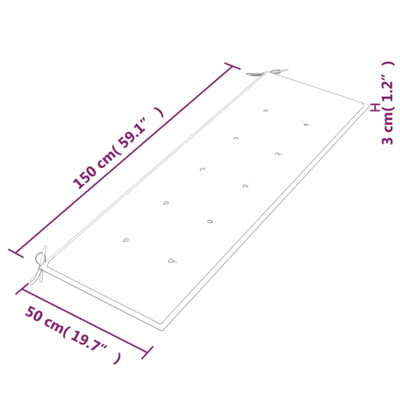 Batavia suoliukas su žalia pagalvėle, 150cm, tikmedžio masyvas
