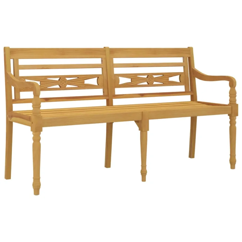 Batavia suoliukas su tamsiai mėlyna pagalvėle, 150cm, tikmedis