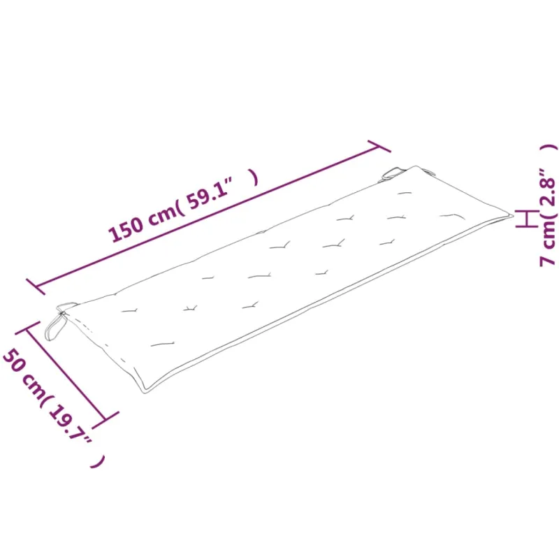 Batavia suoliukas su kremine pagalvėle, 150cm, tikmedis