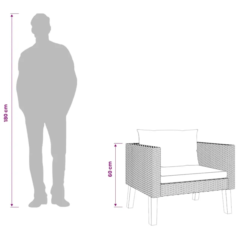Vienvietė sodo sofa su pagalvėlėmis, smėlio, poliratanas