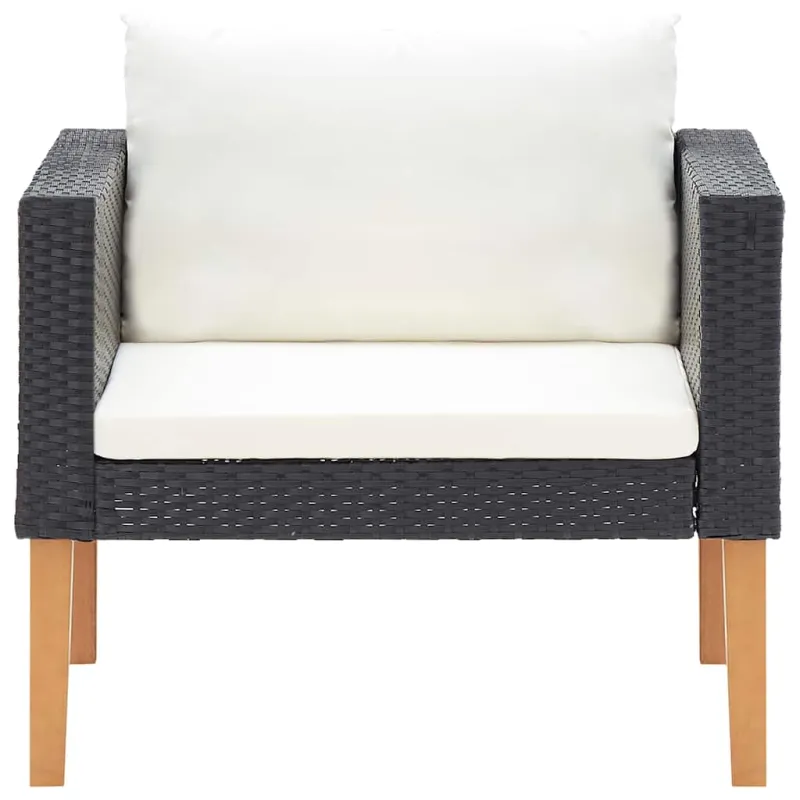 Vienvietė sodo sofa su pagalvėlėmis, juoda, poliratanas