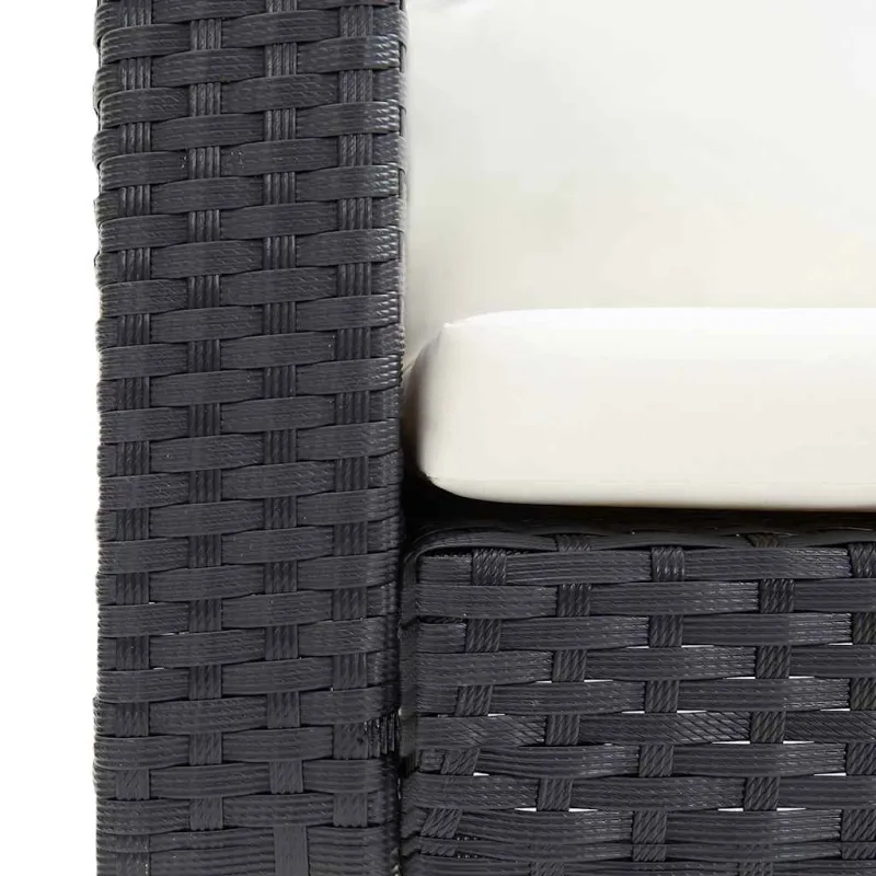 Vienvietė sodo sofa su pagalvėlėmis, juoda, poliratanas