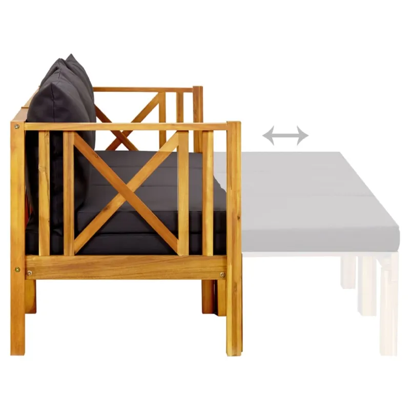 Dvivietis sodo suoliukas su čiužinuku, 179cm, akacijos masyvas