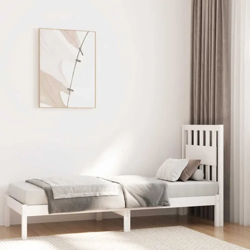 Lovos rėmas, baltas, 75x190cm, pušies masyvas, vienvietis