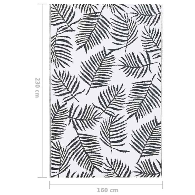 Lauko kilimas, ARAKIL baltos ir juodos spalvos, 160x230cm, PP