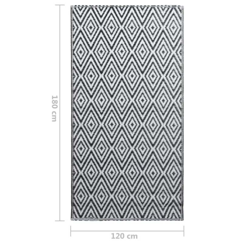 Lauko kilimas, ARAKIL baltos ir juodos spalvos, 120x180cm, PP