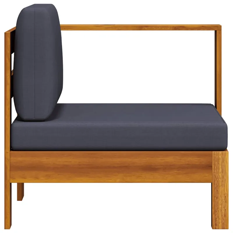 Vidurinė sofos dalis su 1 porankiu ir pagalvėmis, akacija
