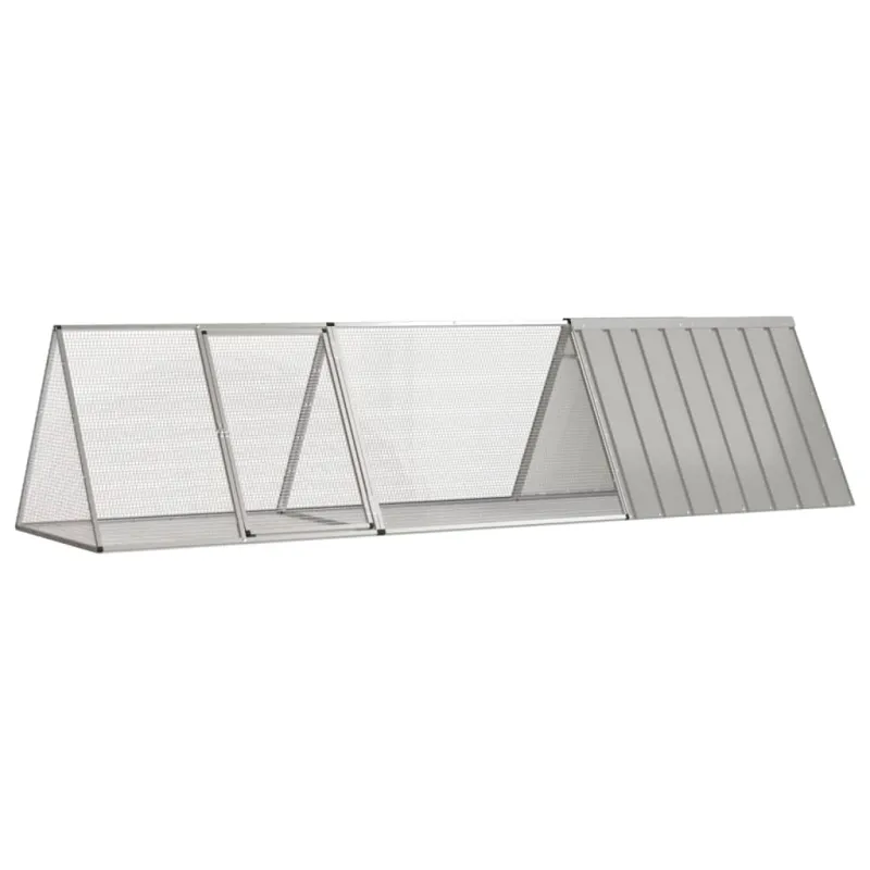 Triušių narvas, pilkas, 302,5x80,5x71 cm, cinkuotas plienas