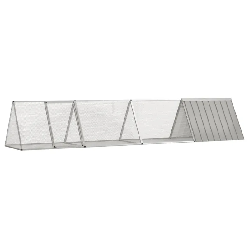 Triušių narvas, pilkas, 403,5x80,5x71cm, galvanizuotas plienas