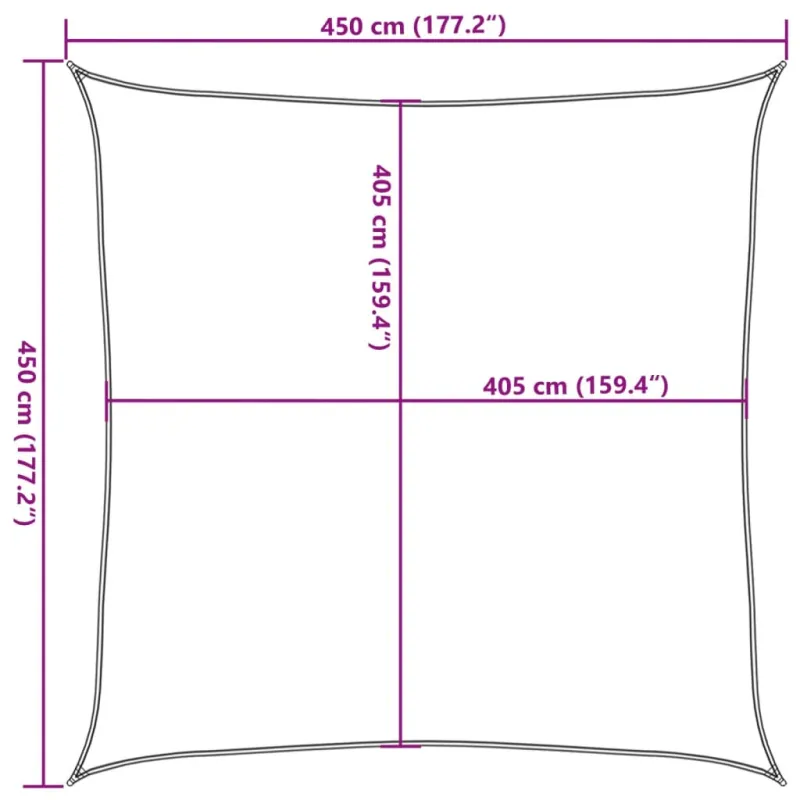 Uždanga nuo saulės, antracito spalvos, 4,5x4,5m, HDPE, 160g/m²