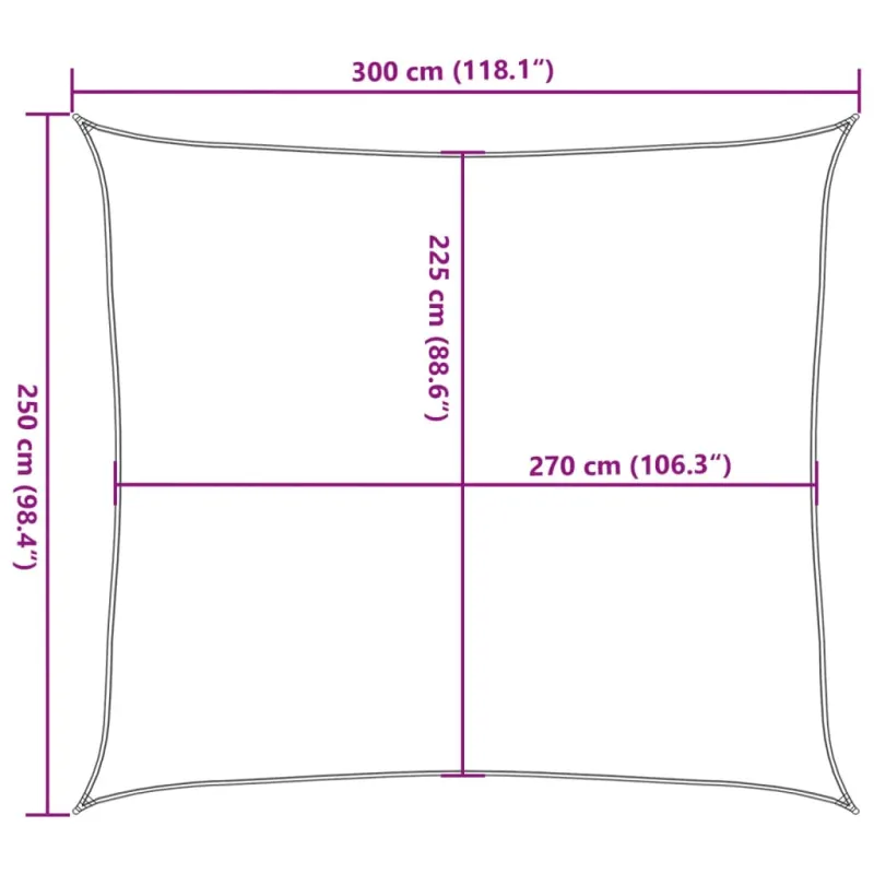 Uždanga nuo saulės, kreminės spalvos, 2,5x3m, HDPE, 160g/m²