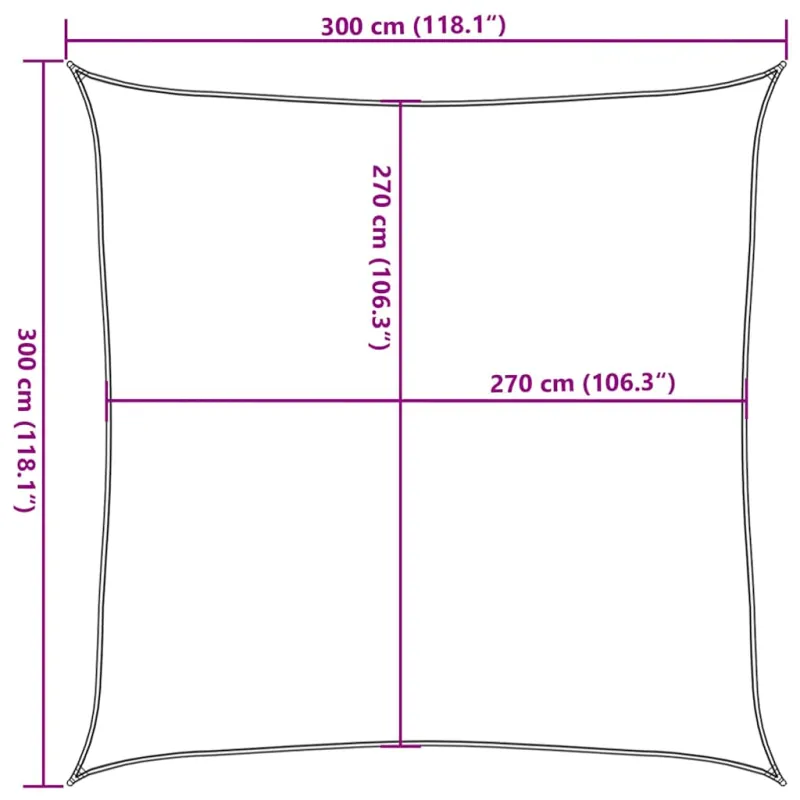 Uždanga nuo saulės, baltos spalvos, 3x3m, HDPE, 160g/m²