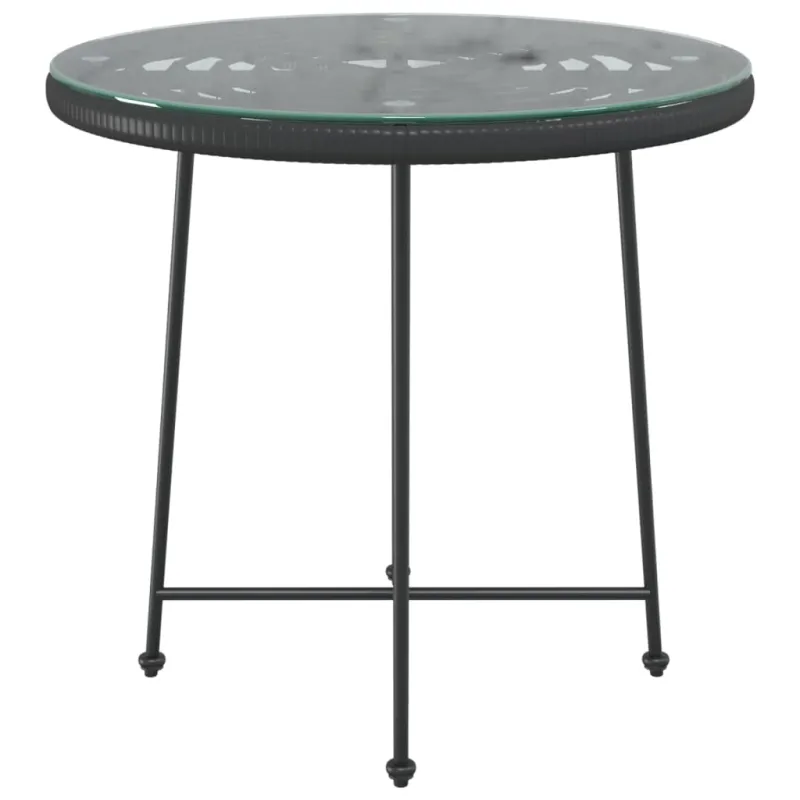 Ruokapöytä, musta, 80 cm, karkaistu lasi ja teräs