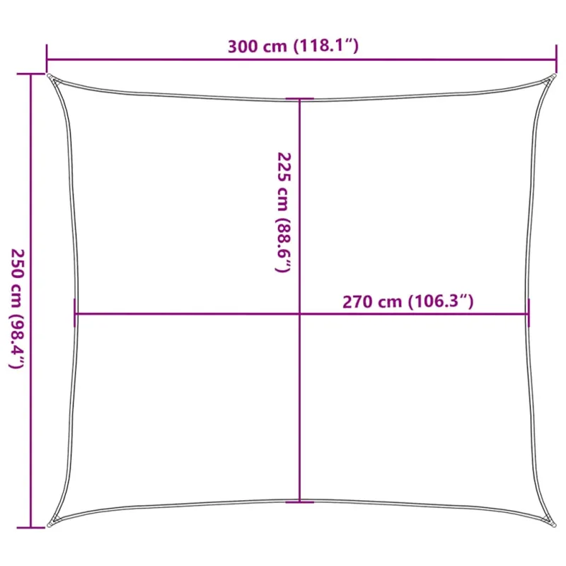 Uždanga nuo saulės, baltos spalvos, 2,5x3m, HDPE, 160g/m²