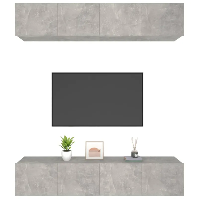 TV spintelės, 4vnt., betono pilkos, 80x30x30cm, mediena