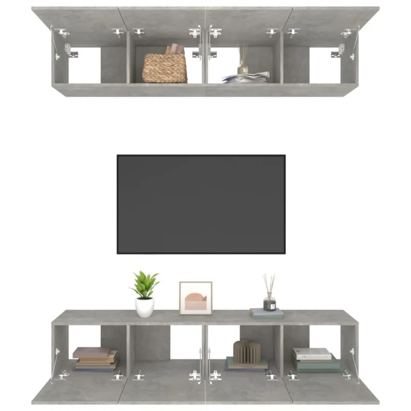 TV spintelės, 4vnt., betono pilkos, 80x30x30cm, mediena