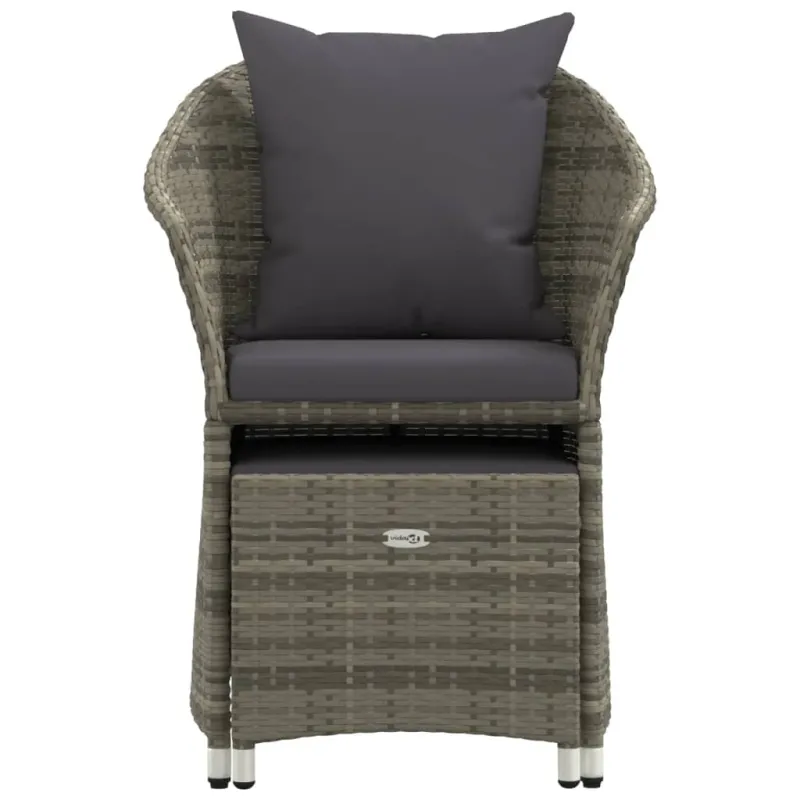 Sodo komplektas pehmusteilla, 2 osaa, harmaa, polyrattani
