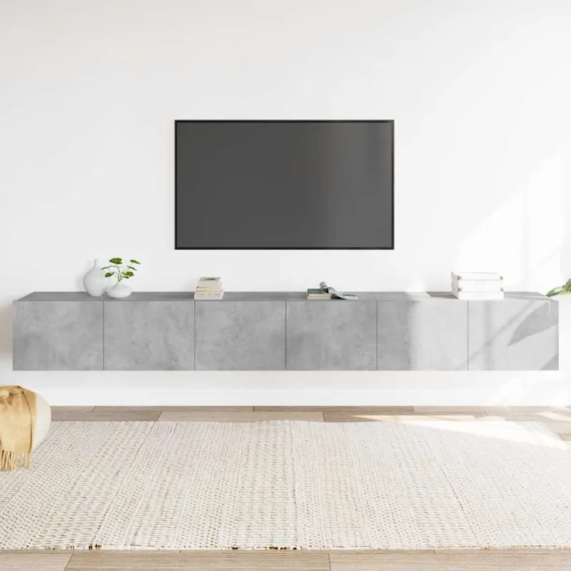 TV spintelių komplektas, 3 dalių, betono pilkas, mediena