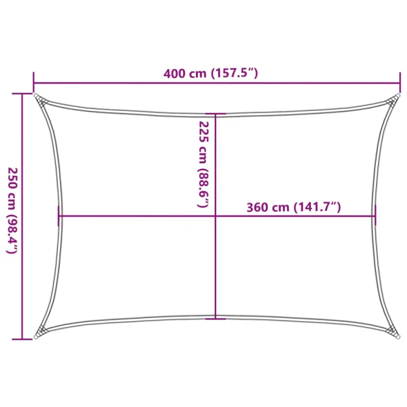 Uždanga nuo saulės, mėlynos spalvos, 2,5x4m, HDPE, 160g/m²
