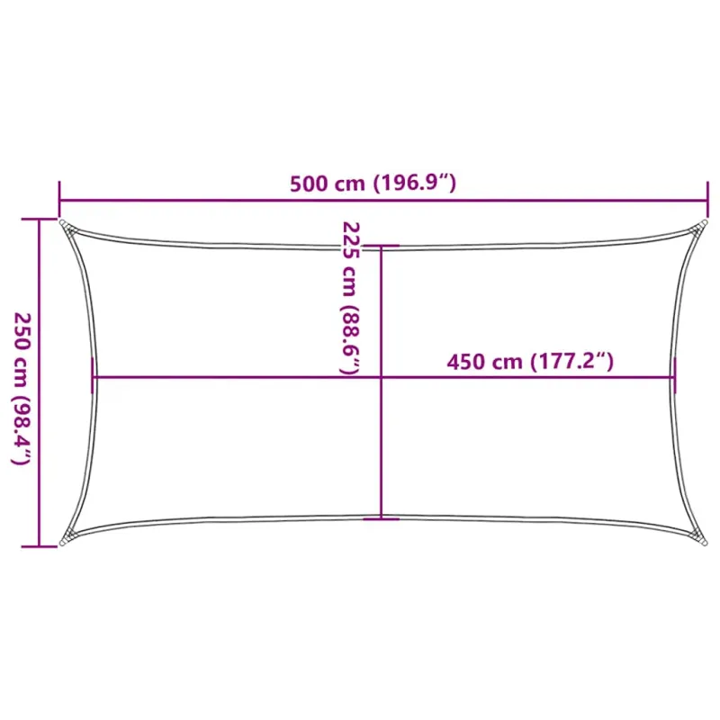 Burė nuo saulės, mėlyna, 2,5x5m, HDPE, 160g/m², stačiakampė