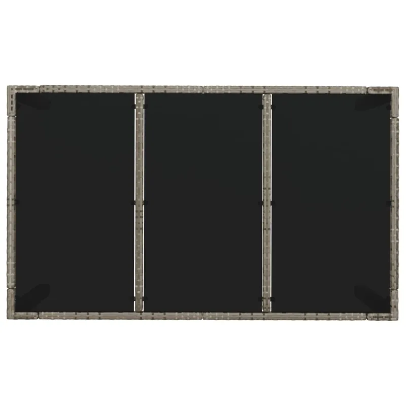 Lasipintainen pöytä, harmaa, 150x90x75cm, rattan