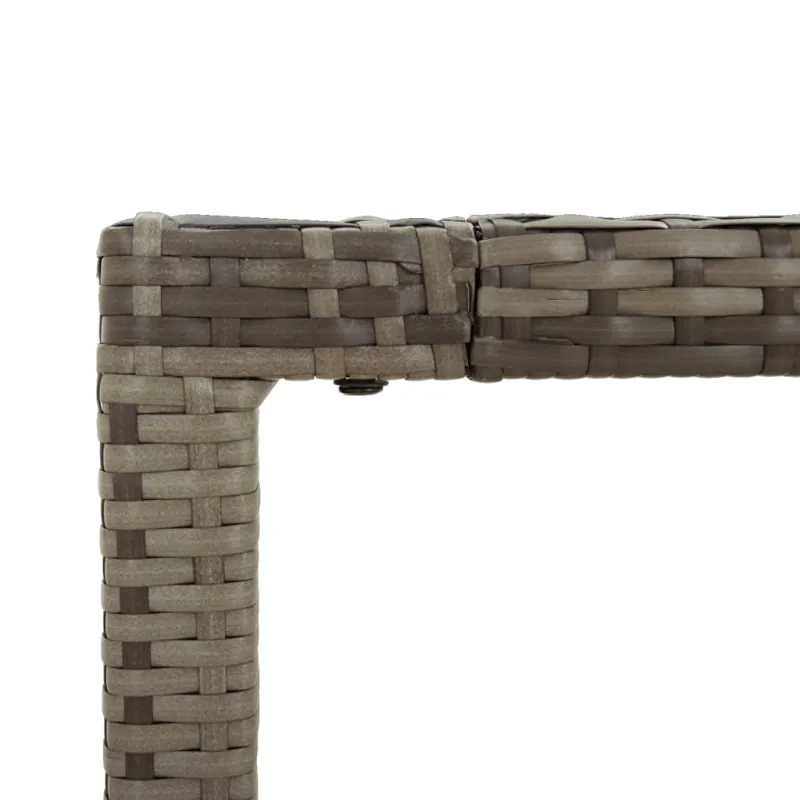 Lasipintainen pöytä, harmaa, 150x90x75cm, rattan