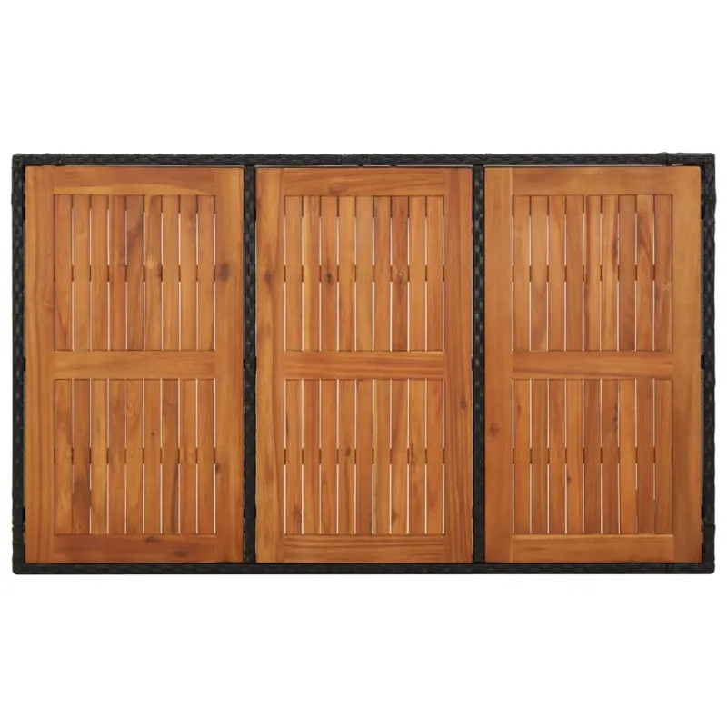 Pöytä puupintaisella tasolla, musta, 150x90x75cm, polyrattana