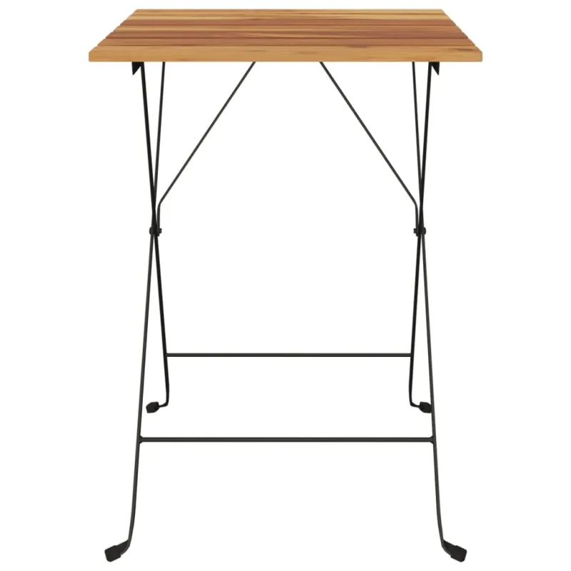 Sulankstettava bistro-pöytä, 55x54x71 cm, tikki- ja teräsrakenteella