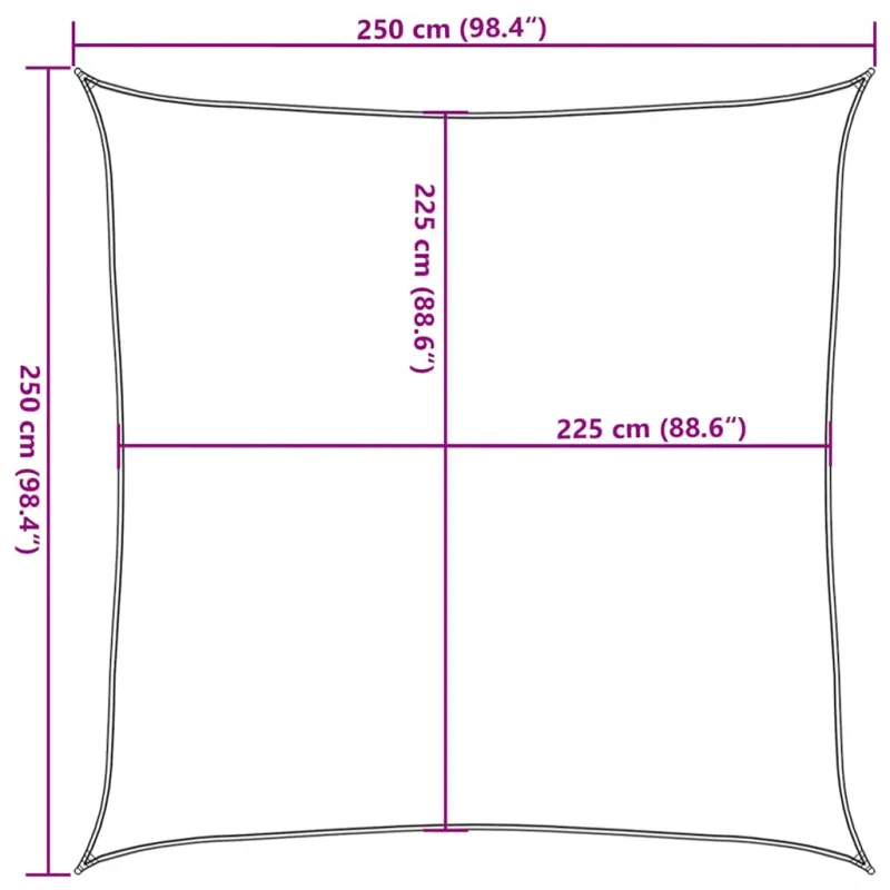 Uždanga nuo saulės, raudonos spalvos, 2,5x2,5m, HDPE, 160g/m²