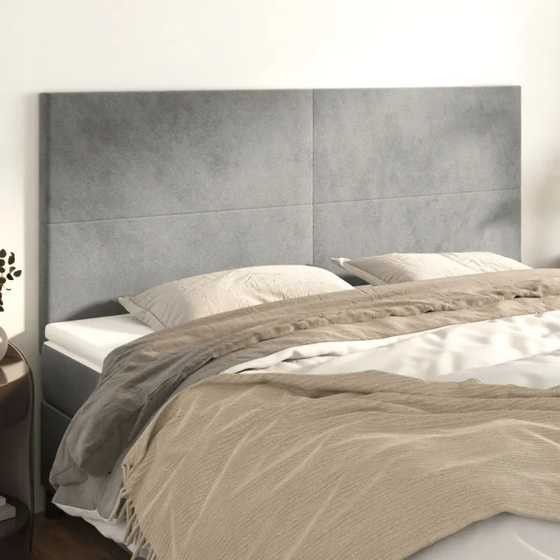 Galvūgalis, šviesiai pilkas, 180x5x118/128 cm, aksomas