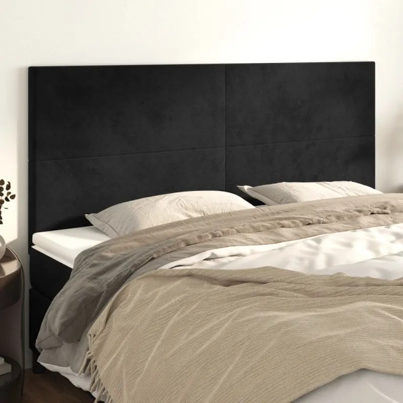Galvūgalis, juodas, 180x5x118/128 cm, aksominis