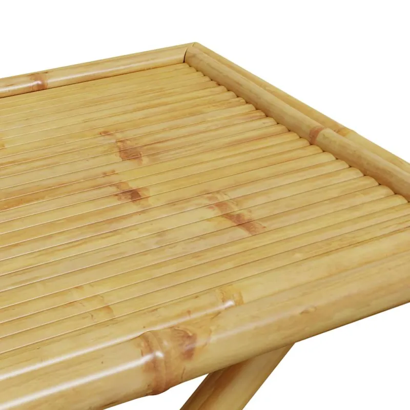Bistro-Setti kermanvärisillä tyynyillä, 3-osainen, bambu