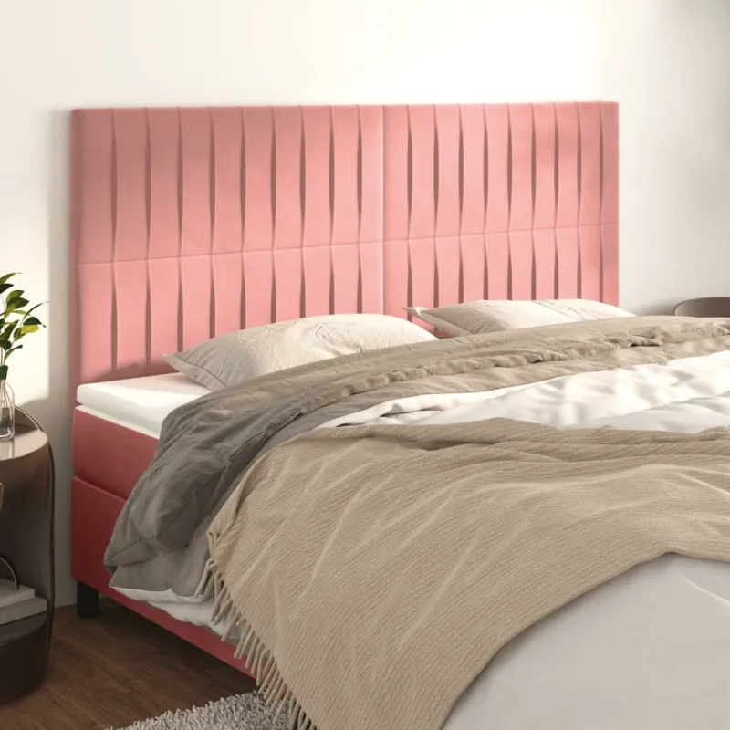Galvūgalis, rožinis, 200x5x118/128 cm, aksomas