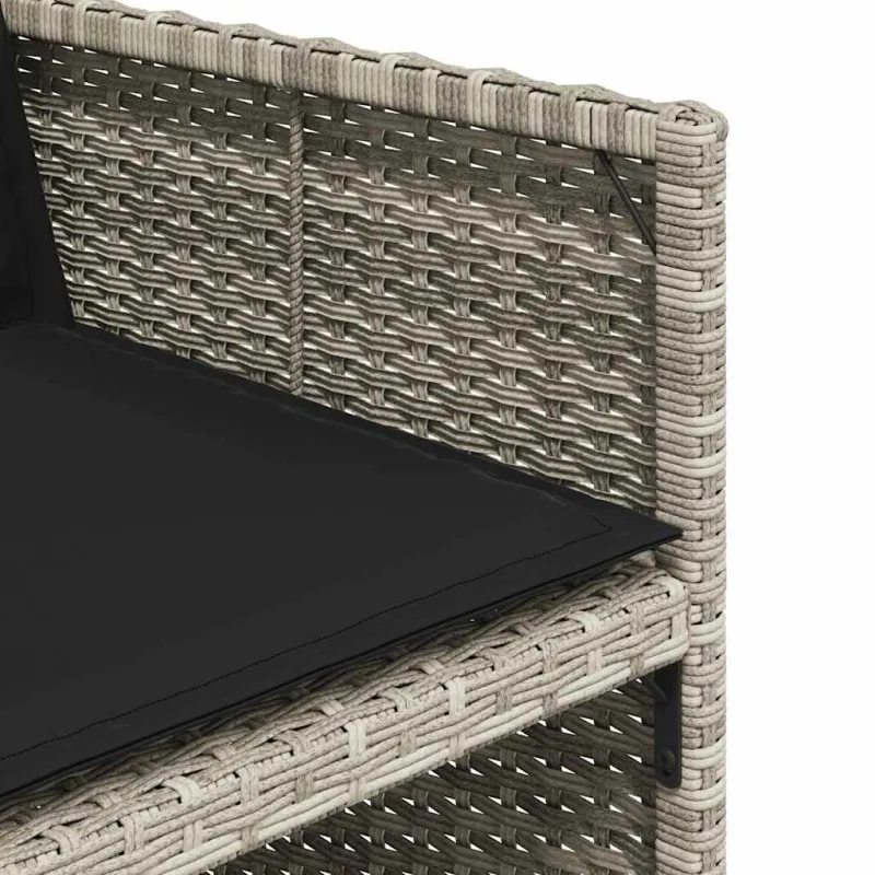 Sodo komplekti, 7 osaa, harmaa, polyrattani, pehmusteilla