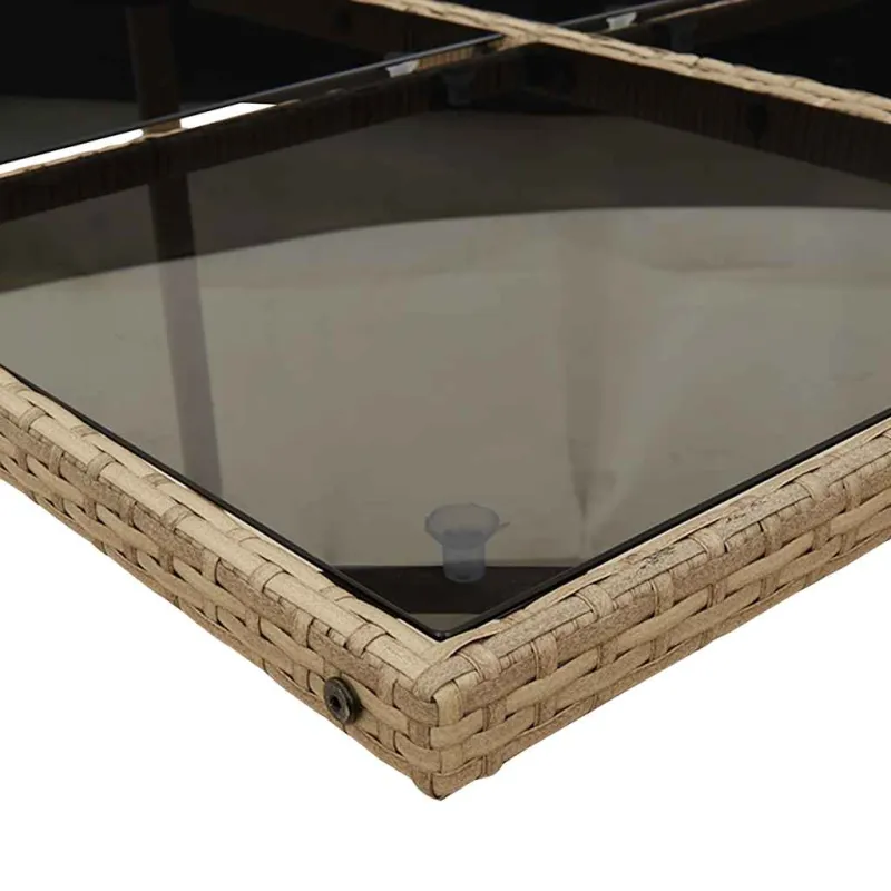 Sodo komplektas pehmusteilla, 7 osaa, hiekka, polyrattana
