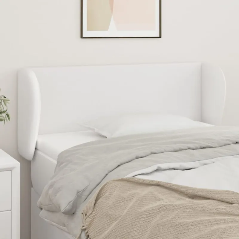 Galvūgalis su auselėmis, baltos,83x23x78/88cm, dirbtinė oda