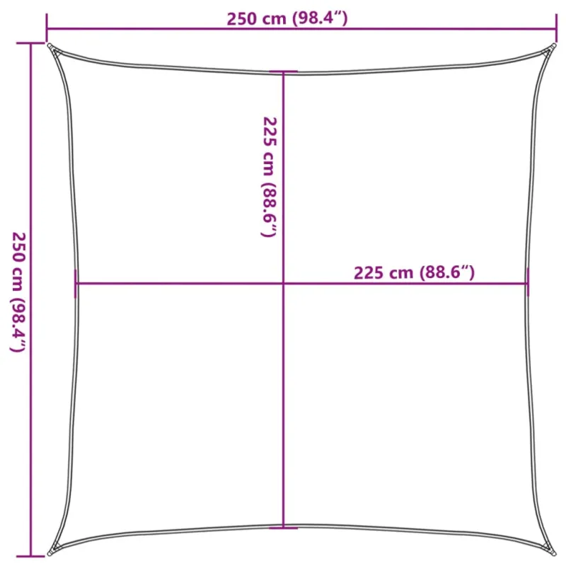 Uždanga nuo saulės, juodos spalvos, 2,5x2,5m, HDPE, 160g/m²